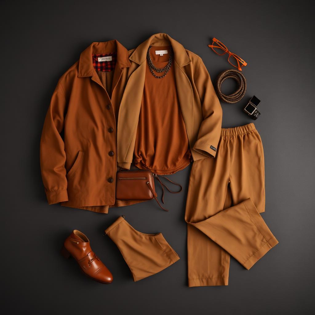 Coordinated seasonal outfit set flat lay