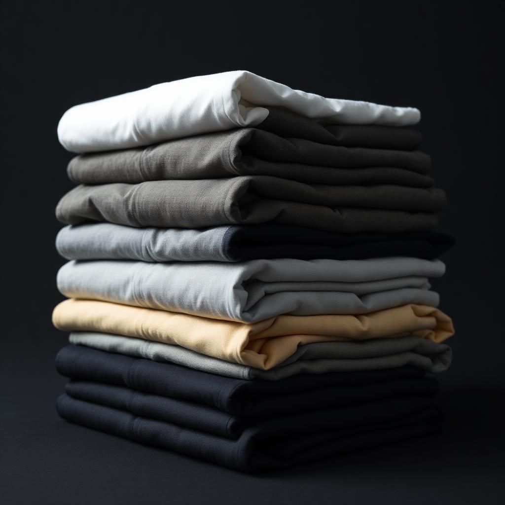 Stack of folded premium cotton t-shirts